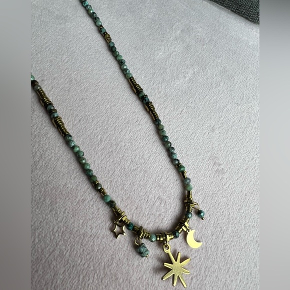 2Pcs/Set Star and Crescent Moon Pendant Beaded Necklace Star Pendant Moon Charms - Picture 9 of 10